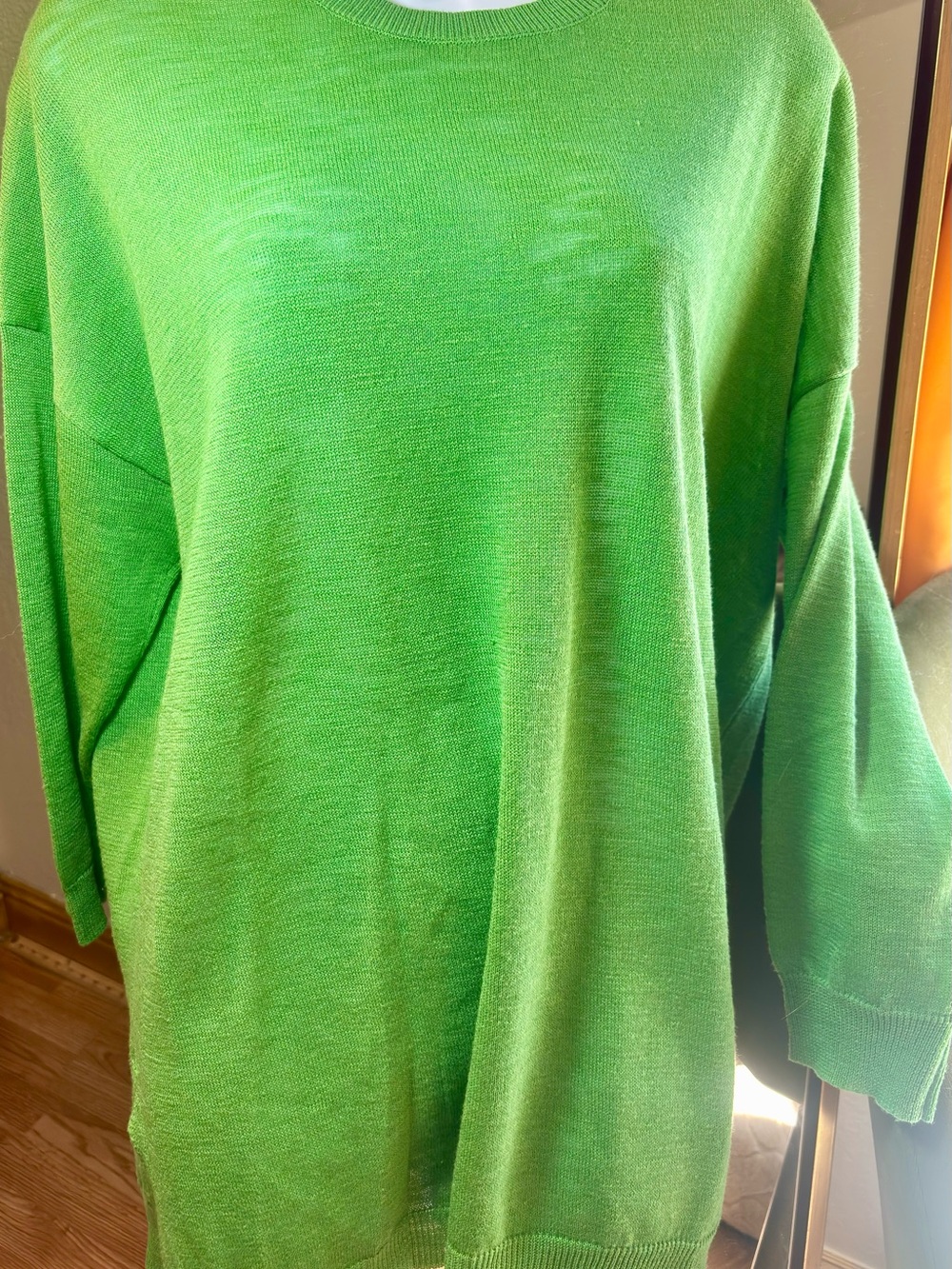 Relaxed Crewneck Sweater in Vibrant Green